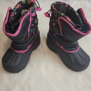 Athletech Toddler Girls Black Pink Snow Boots Water Resistant Size 10